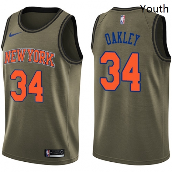 Youth Nike New York Knicks 34 Charles Oakley Swingman Green Salute to Service NBA Jersey Youth Nike New York Knicks 34 Charles Oakley Swingman Green Salute to Service NBA Jersey