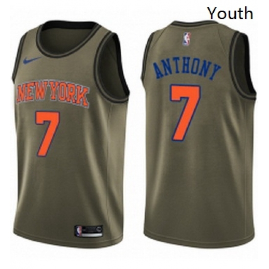 Youth Nike New York Knicks 7 Carmelo Anthony Swingman Green Salute to Service NBA Jersey Youth Nike New York Knicks 7 Carmelo Anthony Swingman Green Salute to Service NBA Jersey