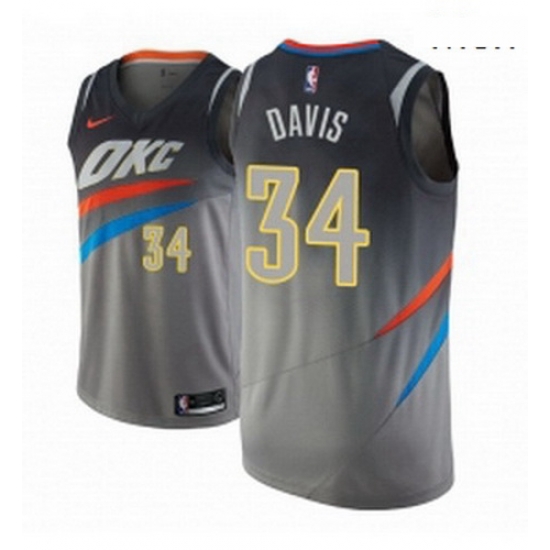 Men NBA 2018 19 Oklahoma City Thunder 34 Tyler Davis City Edition Gray Jersey Men NBA 2018 19 Oklahoma City Thunder 34 Tyler Davis City Edition Gray Jersey
