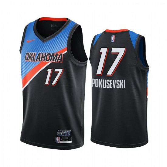Men Nike Oklahoma City Thunder 17 Aleksej Pokusevski Black NBA Swingman 2020 21 City Edition Jersey Men Nike Oklahoma City Thunder 17 Aleksej Pokusevski Black NBA Swingman 2020 21 City Edition Jersey