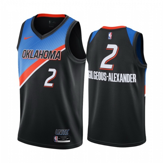 Men Nike Oklahoma City Thunder 2 Shai Gilgeous Alexander Black NBA Swingman 2020 21 City Edition Jersey Men Nike Oklahoma City Thunder 2 Shai Gilgeous Alexander Black NBA Swingman 2020 21 City Edition Jersey
