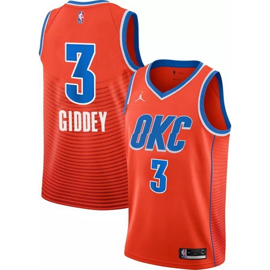 Men Nike Oklahoma City Thunder 3 Josh Giddey Orange Jersey Men Nike Oklahoma City Thunder 3 Josh Giddey Orange Jersey