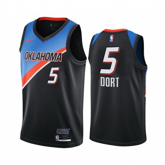 Men Nike Oklahoma City Thunder 5 Luguentz Dort Black NBA Swingman 2020 21 City Edition Jersey Men Nike Oklahoma City Thunder 5 Luguentz Dort Black NBA Swingman 2020 21 City Edition Jersey