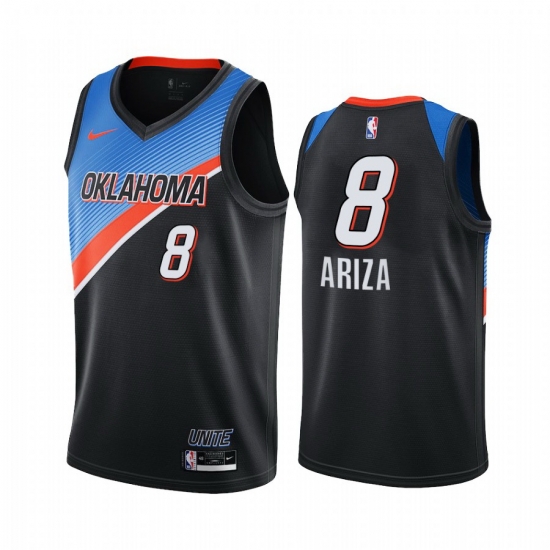 Men Nike Oklahoma City Thunder 8 Trevor Ariza Black NBA Swingman 2020 21 City Edition Jersey Men Nike Oklahoma City Thunder 8 Trevor Ariza Black NBA Swingman 2020 21 City Edition Jersey