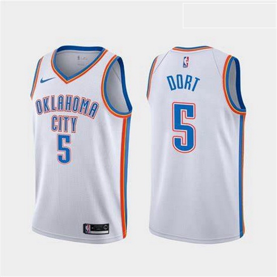 Men Nike Thunders 5 Luguentz Dort White Swingman Jersey Men Nike Thunders 5 Luguentz Dort White Swingman Jersey