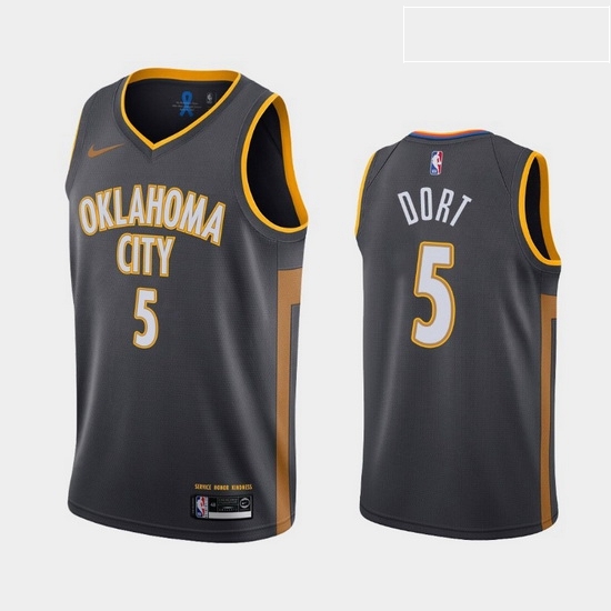 Men Nike Thunders 5 Luguentz Dort charcoal jersey Men Nike Thunders 5 Luguentz Dort charcoal jersey