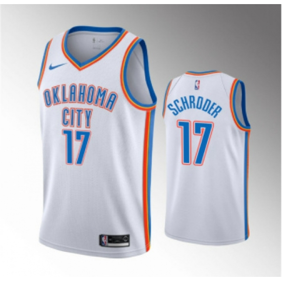 Men Oklahoma City Thunder 17 Dennis Schroder White Stitched Basketball Jersey Men Oklahoma City Thunder 17 Dennis Schroder White Stitched Basketball Jersey