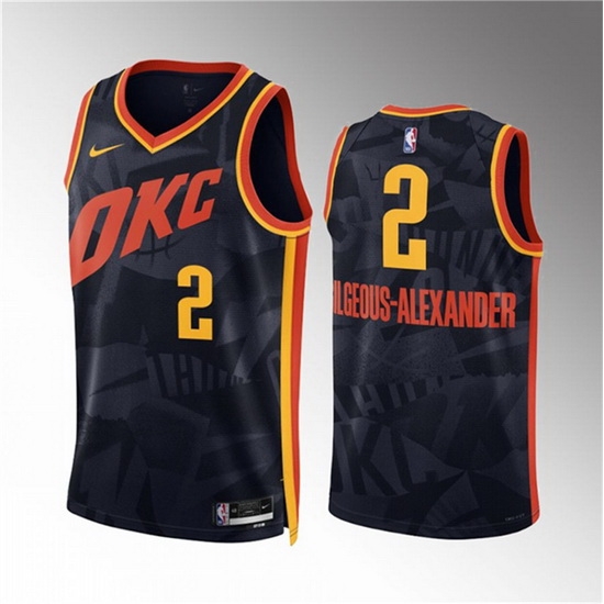 Men Oklahoma City Thunder 2 Shai Gilgeous Alexander Black 2023 24 City Edition Stitched Basketball Jersey Men Oklahoma City Thunder 2 Shai Gilgeous Alexander Black 2023 24 City Edition Stitched Basketball Jersey