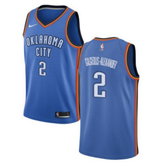 Men Oklahoma City Thunder 2 Shai Gilgeous Alexander Blue Stitched Basketball Jersey Men Oklahoma City Thunder 2 Shai Gilgeous Alexander Blue Stitched Basketball Jersey