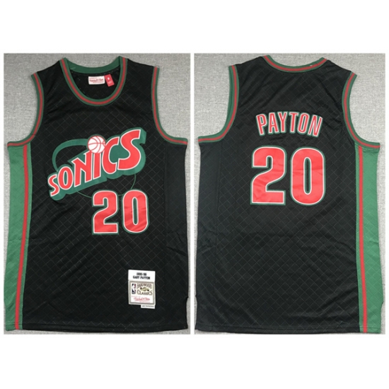 Men Oklahoma City Thunder 20 Gary Payton Black 1995 96 Throwback SuperSonics Stitched Jersey Men Oklahoma City Thunder 20 Gary Payton Black 1995 96 Throwback SuperSonics Stitched Jersey