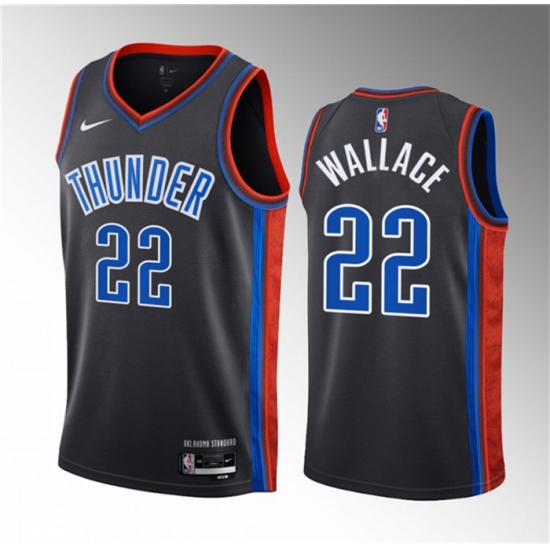 Men Oklahoma City Thunder 22 Cason Wallace Black 2023 Draft City Edition Stitched Basketball Jersey Men Oklahoma City Thunder 22 Cason Wallace Black 2023 Draft City Edition Stitched Basketball Jersey