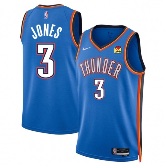 Men Oklahoma City Thunder 3 Dillon Jones Blue 2024 Draft Icon Edition Stitched Basketball Jersey Men Oklahoma City Thunder 3 Dillon Jones Blue 2024 Draft Icon Edition Stitched Basketball Jersey