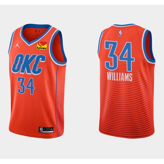 Men Oklahoma City Thunder 34 Kenrich Williams Orange Stitched Basketball Jersey Men Oklahoma City Thunder 34 Kenrich Williams Orange Stitched Basketball Jersey