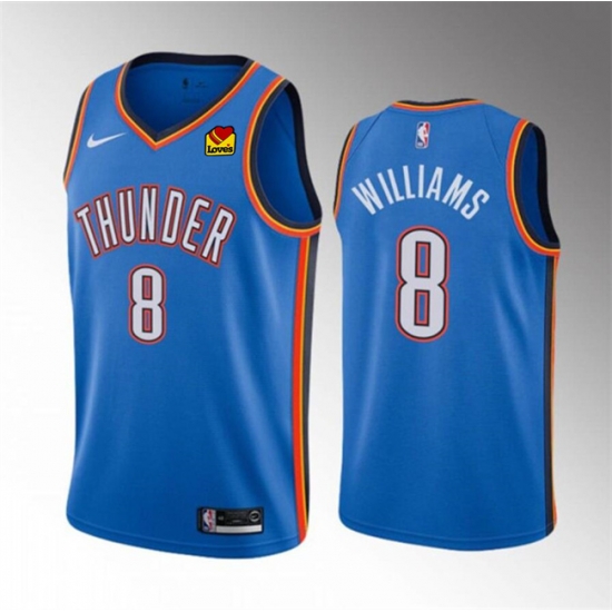 Men Oklahoma City Thunder 8 Jalen Williams Blue Icon Edition Stitched Basketball Jersey Men Oklahoma City Thunder 8 Jalen Williams Blue Icon Edition Stitched Basketball Jersey