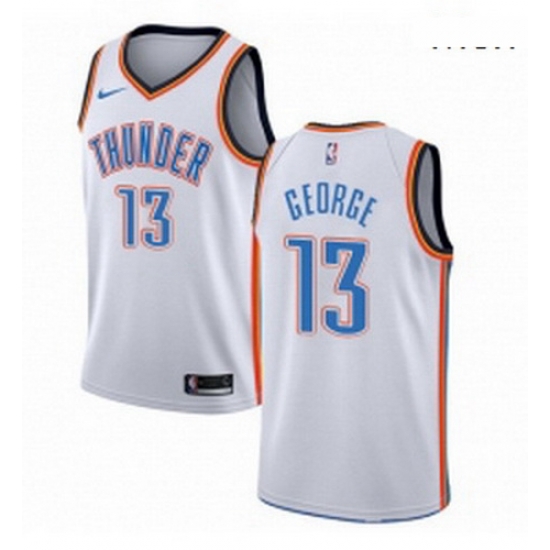 Mens Nike Oklahoma City Thunder 13 Paul George Authentic White Home NBA Jersey Association Edition Mens Nike Oklahoma City Thunder 13 Paul George Authentic White Home NBA Jersey Association Edition