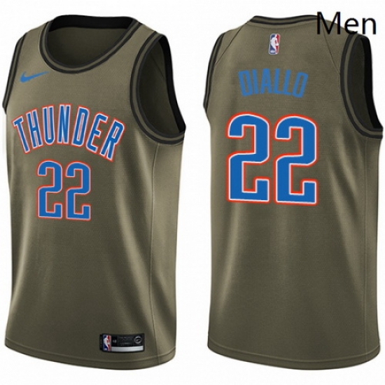 Mens Nike Oklahoma City Thunder 22 Hamidou Diallo Swingman Green Salute to Service NBA Jersey Mens Nike Oklahoma City Thunder 22 Hamidou Diallo Swingman Green Salute to Service NBA Jersey
