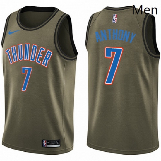 Mens Nike Oklahoma City Thunder 7 Carmelo Anthony Swingman Green Salute to Service NBA Jersey Mens Nike Oklahoma City Thunder 7 Carmelo Anthony Swingman Green Salute to Service NBA Jersey