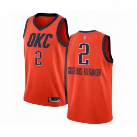 Mens Oklahoma City Thunder 2 Shai Gilgeous Alexander Orange Swingman Jersey Earned Edition Mens Oklahoma City Thunder 2 Shai Gilgeous Alexander Orange Swingman Jersey Earned Edition