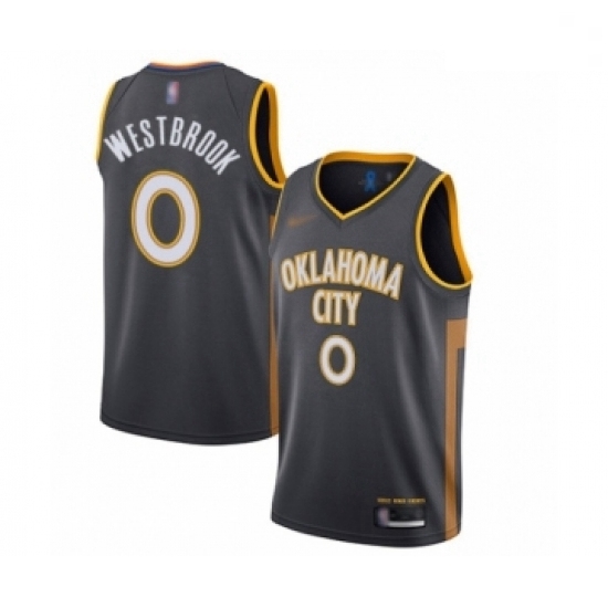Thunder 0 Russell Westbrook Charcoal Basketball Swingman City Edition 2019 20 Jersey Thunder 0 Russell Westbrook Charcoal Basketball Swingman City Edition 2019 20 Jersey