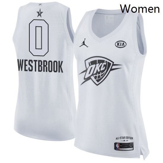 Womens Nike Jordan Oklahoma City Thunder 0 Russell Westbrook Swingman White 2018 All Star Game NBA Jersey Womens Nike Jordan Oklahoma City Thunder 0 Russell Westbrook Swingman White 2018 All Star Game NBA Jersey