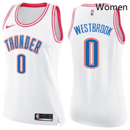 Womens Nike Oklahoma City Thunder 0 Russell Westbrook Swingman WhitePink Fashion NBA Jersey Womens Nike Oklahoma City Thunder 0 Russell Westbrook Swingman WhitePink Fashion NBA Jersey