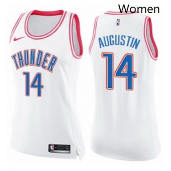 Womens Nike Oklahoma City Thunder 14 DJ Augustin Swingman WhitePink Fashion NBA Jersey Womens Nike Oklahoma City Thunder 14 DJ Augustin Swingman WhitePink Fashion NBA Jersey
