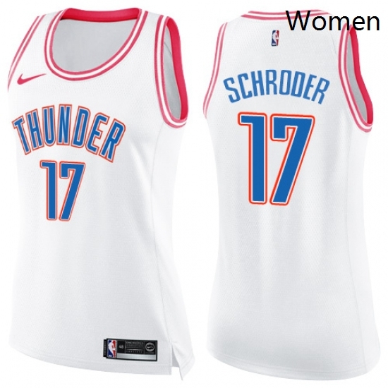 Womens Nike Oklahoma City Thunder 17 Dennis Schroder Swingman White Pink Fashion NBA Jersey Womens Nike Oklahoma City Thunder 17 Dennis Schroder Swingman White Pink Fashion NBA Jersey