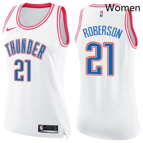 Womens Nike Oklahoma City Thunder 21 Andre Roberson Swingman WhitePink Fashion NBA Jersey Womens Nike Oklahoma City Thunder 21 Andre Roberson Swingman WhitePink Fashion NBA Jersey