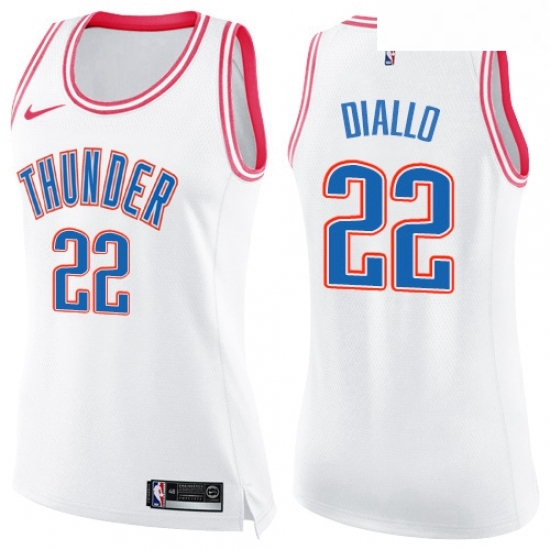 Womens Nike Oklahoma City Thunder 22 Hamidou Diallo Swingman White Pink Fashion NBA Jersey Womens Nike Oklahoma City Thunder 22 Hamidou Diallo Swingman White Pink Fashion NBA Jersey