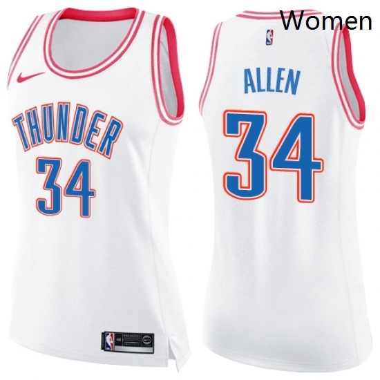 Womens Nike Oklahoma City Thunder 34 Ray Allen Swingman WhitePink Fashion NBA Jersey Womens Nike Oklahoma City Thunder 34 Ray Allen Swingman WhitePink Fashion NBA Jersey