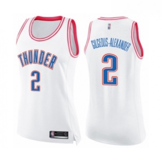Womens Oklahoma City Thunder 2 Shai Gilgeous Alexander Swingman White Pink Fashion Basketball Jersey Womens Oklahoma City Thunder 2 Shai Gilgeous Alexander Swingman White Pink Fashion Basketball Jersey