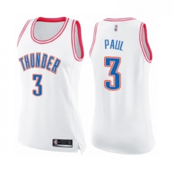 Womens Oklahoma City Thunder 3 Chris Paul Swingman White Pink Fashion Basketball Jersey Womens Oklahoma City Thunder 3 Chris Paul Swingman White Pink Fashion Basketball Jersey