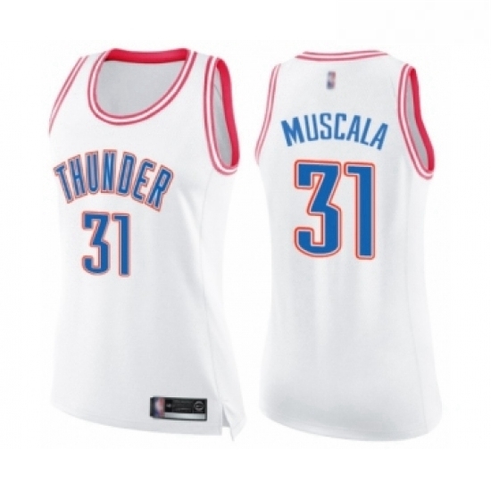 Womens Oklahoma City Thunder 31 Mike Muscala Swingman White Pink Fashion Basketball Jersey Womens Oklahoma City Thunder 31 Mike Muscala Swingman White Pink Fashion Basketball Jersey