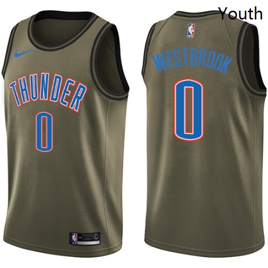 Youth Nike Oklahoma City Thunder 0 Russell Westbrook Swingman Green Salute to Service NBA Jersey Youth Nike Oklahoma City Thunder 0 Russell Westbrook Swingman Green Salute to Service NBA Jersey