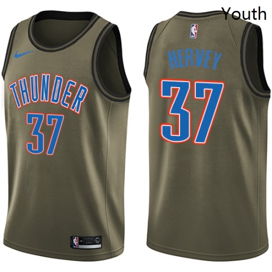 Youth Nike Oklahoma City Thunder 37 Kevin Hervey Swingman Green Salute to Service NBA Jersey Youth Nike Oklahoma City Thunder 37 Kevin Hervey Swingman Green Salute to Service NBA Jersey