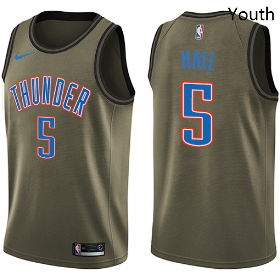 Youth Nike Oklahoma City Thunder 5 Devon Hall Swingman Green Salute to Service NBA Jersey 