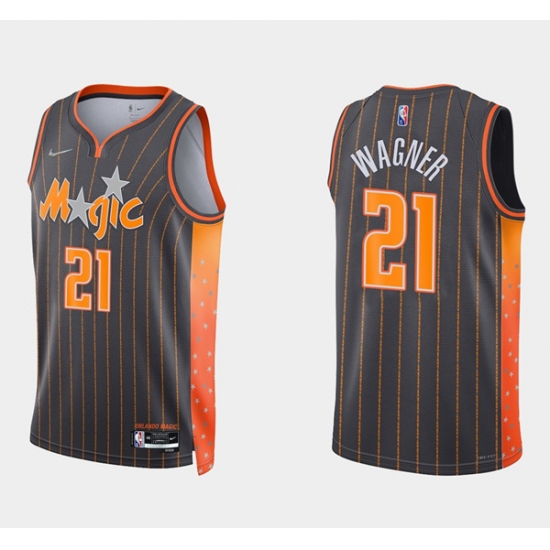 Men Orlando Magic 21 Moritz Wagner 2021 22 City Edition Black 75th Anniversary Stitched Swingman Jersey Men Orlando Magic 21 Moritz Wagner 2021 22 City Edition Black 75th Anniversary Stitched Swingman Jersey