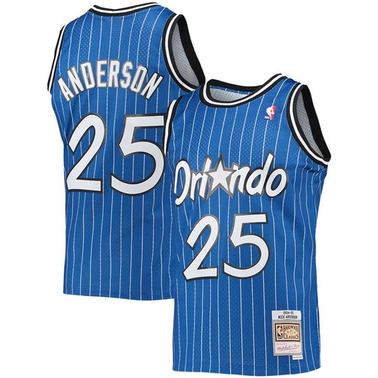 Men Orlando Magic 25 Nick Anderson 1994 95 Blue Stitched Jerse Men Orlando Magic 25 Nick Anderson 1994 95 Blue Stitched Jerse