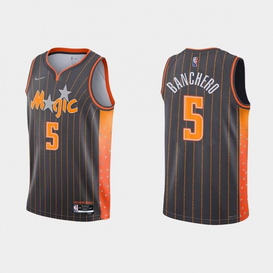 Men Orlando Magic 5 Paolo Banchero 2021 22 City Edition Black 75th Anniversary Stitched Basketball Jersey Men Orlando Magic 5 Paolo Banchero 2021 22 City Edition Black 75th Anniversary Stitched Basketball Jersey