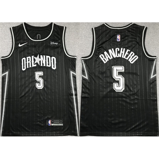 Men Orlando Magic 5 Paolo Banchero Black Icon Edition Stitched Swingman Jersey 352 Men Orlando Magic 5 Paolo Banchero Black Icon Edition Stitched Swingman Jersey 352
