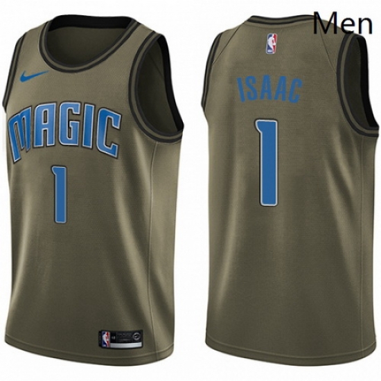 Mens Nike Orlando Magic 1 Jonathan Isaac Swingman Green Salute to Service NBA Jersey Mens Nike Orlando Magic 1 Jonathan Isaac Swingman Green Salute to Service NBA Jersey