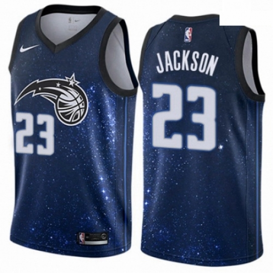 Mens Nike Orlando Magic 23 Justin Jackson Authentic Blue NBA Jersey City Edition 