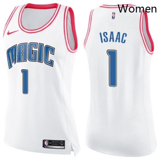 Womens Nike Orlando Magic 1 Jonathan Isaac Swingman WhitePink Fashion NBA Jersey Womens Nike Orlando Magic 1 Jonathan Isaac Swingman WhitePink Fashion NBA Jersey