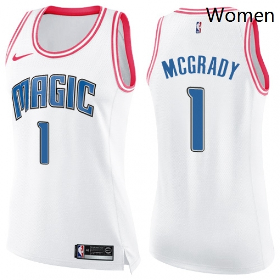 Womens Nike Orlando Magic 1 Tracy Mcgrady Swingman WhitePink Fashion NBA Jersey Womens Nike Orlando Magic 1 Tracy Mcgrady Swingman WhitePink Fashion NBA Jersey