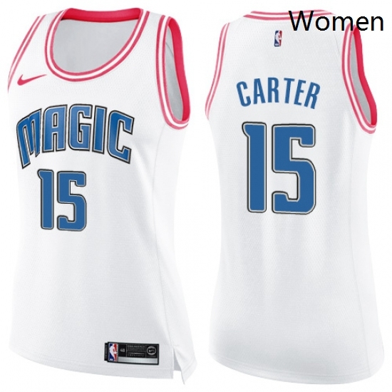 Womens Nike Orlando Magic 15 Vince Carter Swingman WhitePink Fashion NBA Jersey Womens Nike Orlando Magic 15 Vince Carter Swingman WhitePink Fashion NBA Jersey