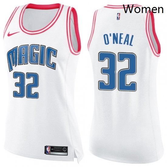 Womens Nike Orlando Magic 32 Shaquille ONeal Swingman WhitePink Fashion NBA Jersey Womens Nike Orlando Magic 32 Shaquille ONeal Swingman WhitePink Fashion NBA Jersey
