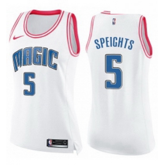 Womens Nike Orlando Magic 5 Marreese Speights Swingman WhitePink Fashion NBA Jersey Womens Nike Orlando Magic 5 Marreese Speights Swingman WhitePink Fashion NBA Jersey