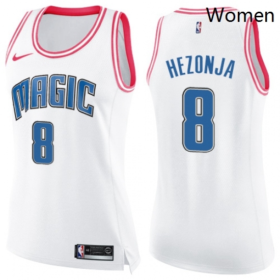 Womens Nike Orlando Magic 8 Mario Hezonja Swingman WhitePink Fashion NBA Jersey Womens Nike Orlando Magic 8 Mario Hezonja Swingman WhitePink Fashion NBA Jersey