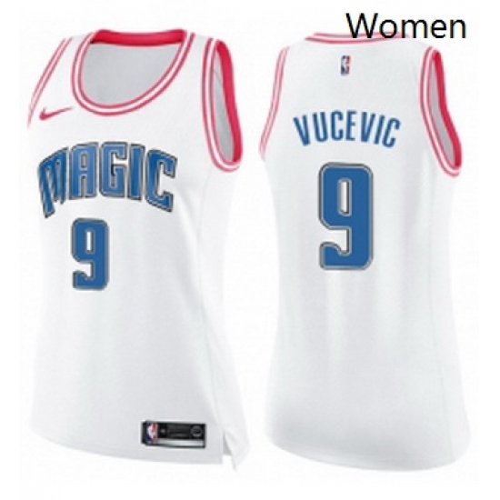 Womens Nike Orlando Magic 9 Nikola Vucevic Swingman WhitePink Fashion NBA Jersey Womens Nike Orlando Magic 9 Nikola Vucevic Swingman WhitePink Fashion NBA Jersey