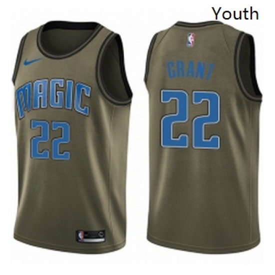 Youth Nike Orlando Magic 22 Jerian Grant Swingman Green Salute to Service NBA Jersey 